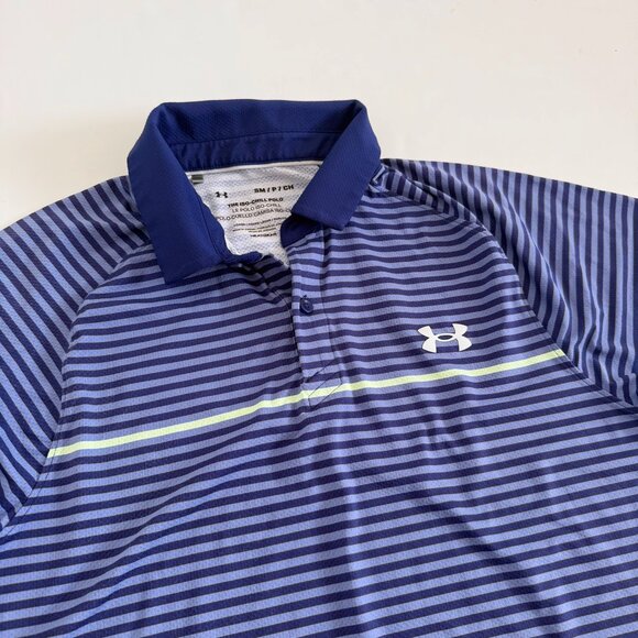Under Armour Iso-Chill Polo Hollen Stripe Size Small Purple Green - Picture 6 of 8